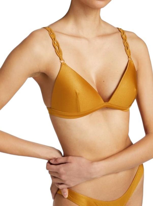 Zimmermann Pop Braided Strap Bikini | Honey/Yellow,  Triangle Top, Low Rise Pant