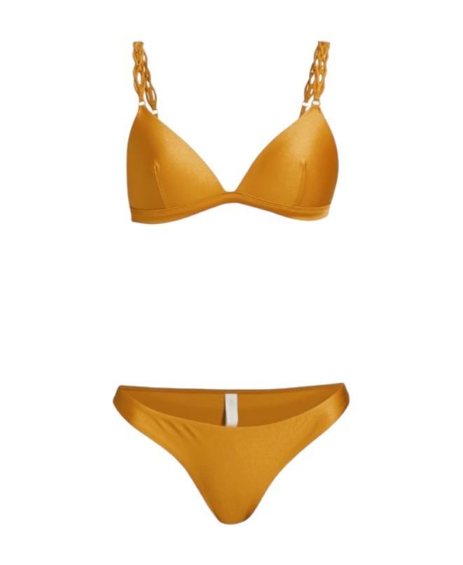 Zimmermann Pop Braided Strap Bikini | Honey/Yellow,  Triangle Top, Low Rise Pant