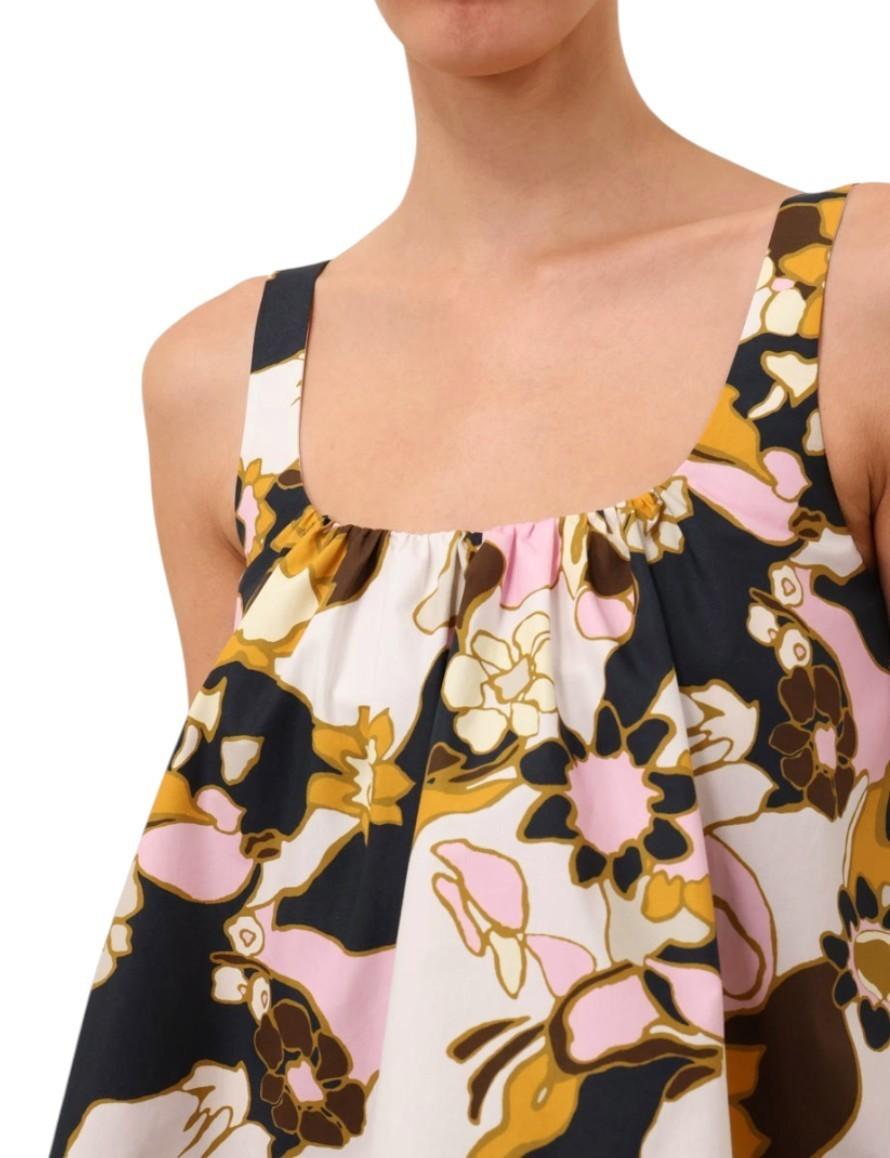 Floral patterned dress with a white background