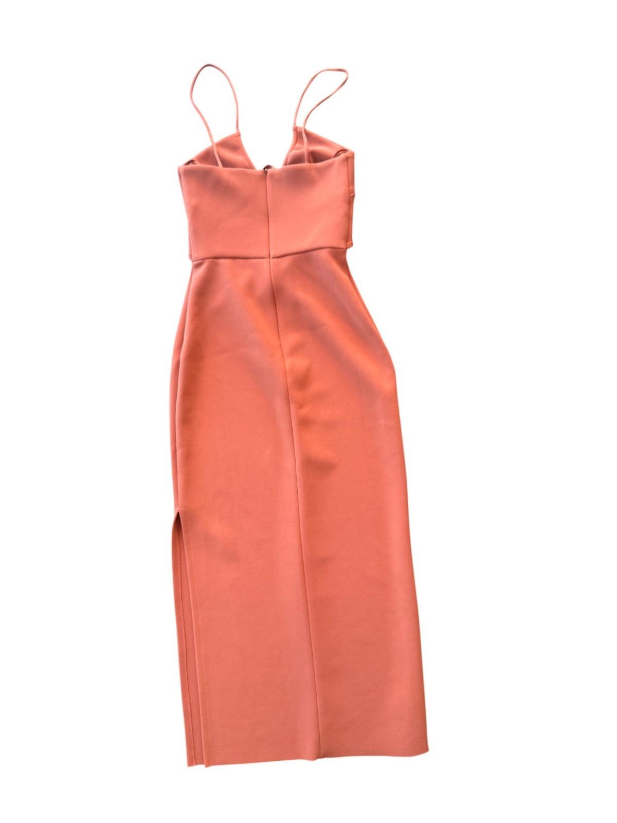 Bec + Bridge Ruby Midi Dress | Rust/Red, Stretch, Bodycon, Low V Neckline