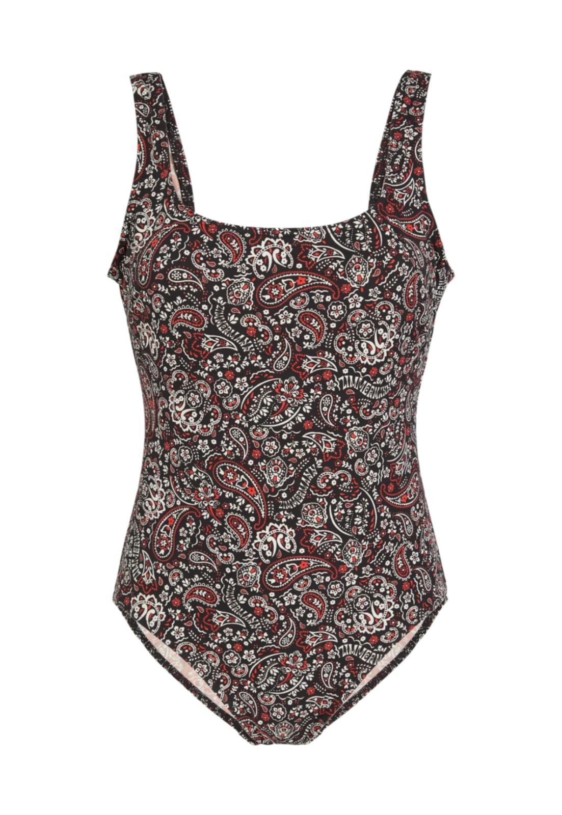 Zimmermann Separates Scoop One Piece | Black Paisley, Backless, Red/White Print