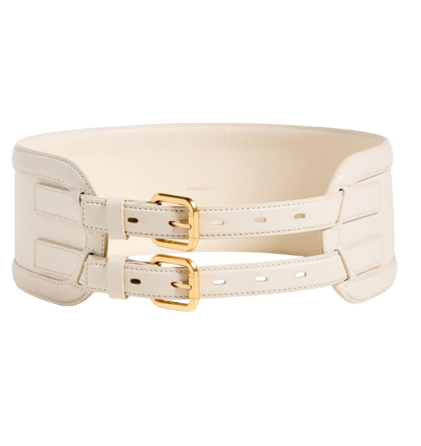 Zimmermann Leather Belt 90 |Double Buckle, Macadamia/Cream, Wide, Waist, Leather