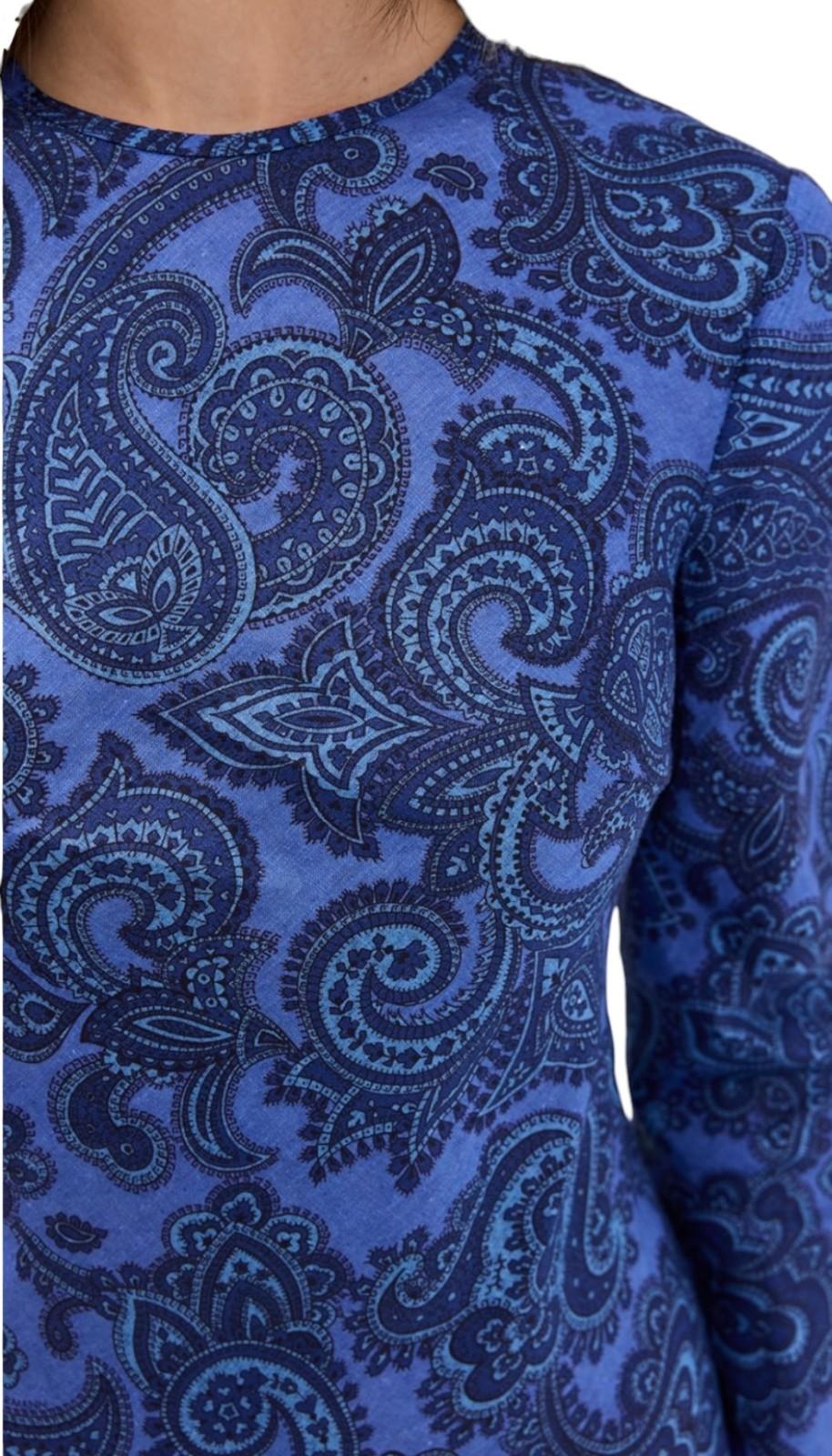 Zimmermann Ottie Bias Backless Dress | Maxi, Blue Paisley, Long Sleeve, Tie Back