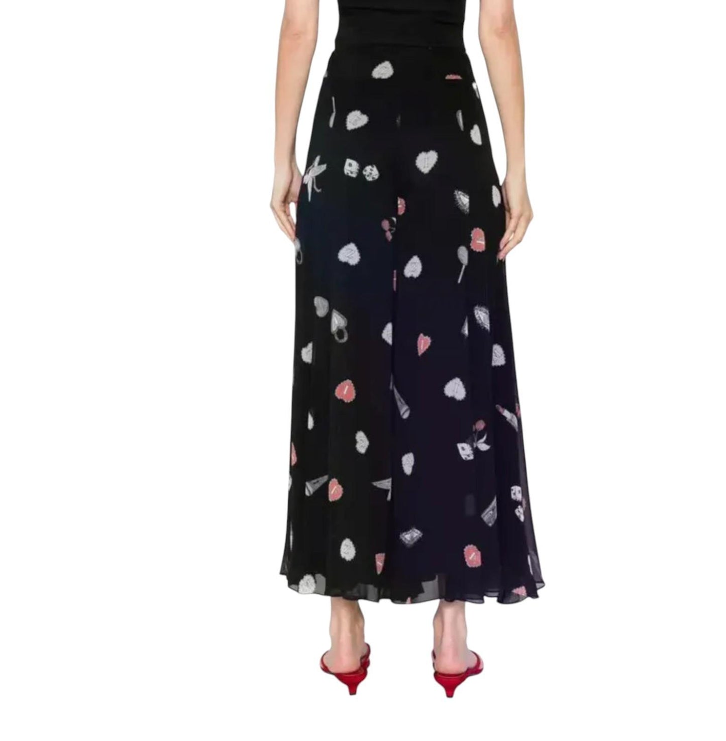 Zimmermann Crush Flared Culotte | Black Love Letters Print, Pants, High Waist