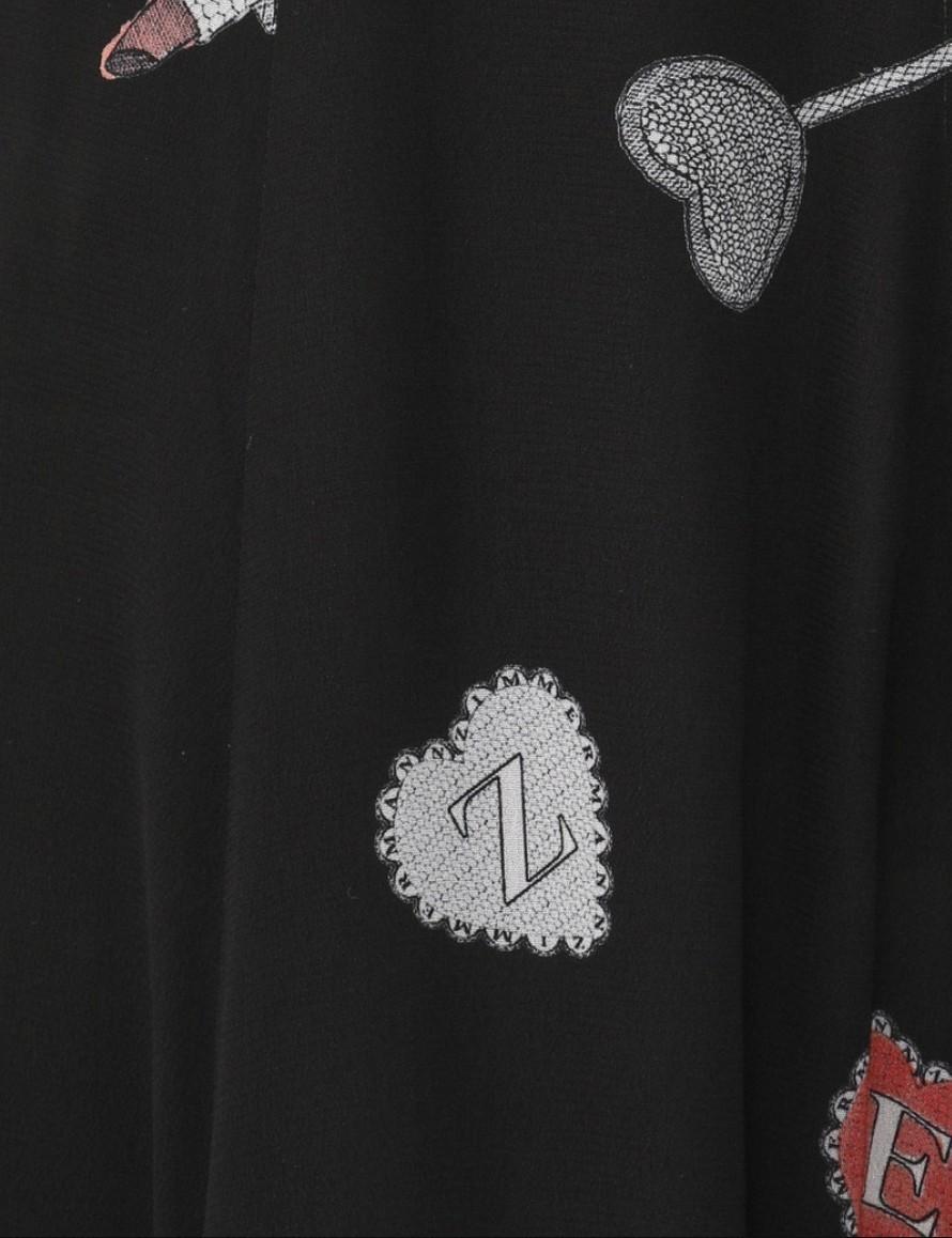 Zimmermann Crush Flared Culotte | Black Love Letters Print, Pants, High Waist