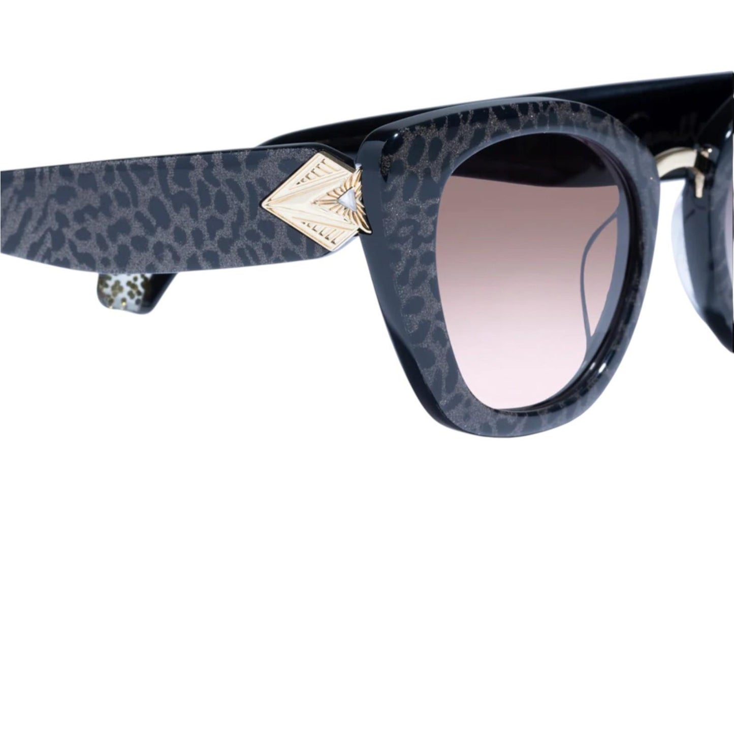 Camilla Nile Goddess Sunglasses | Cat Eye, Black/Glitter/Leopard, Acetate/Metal