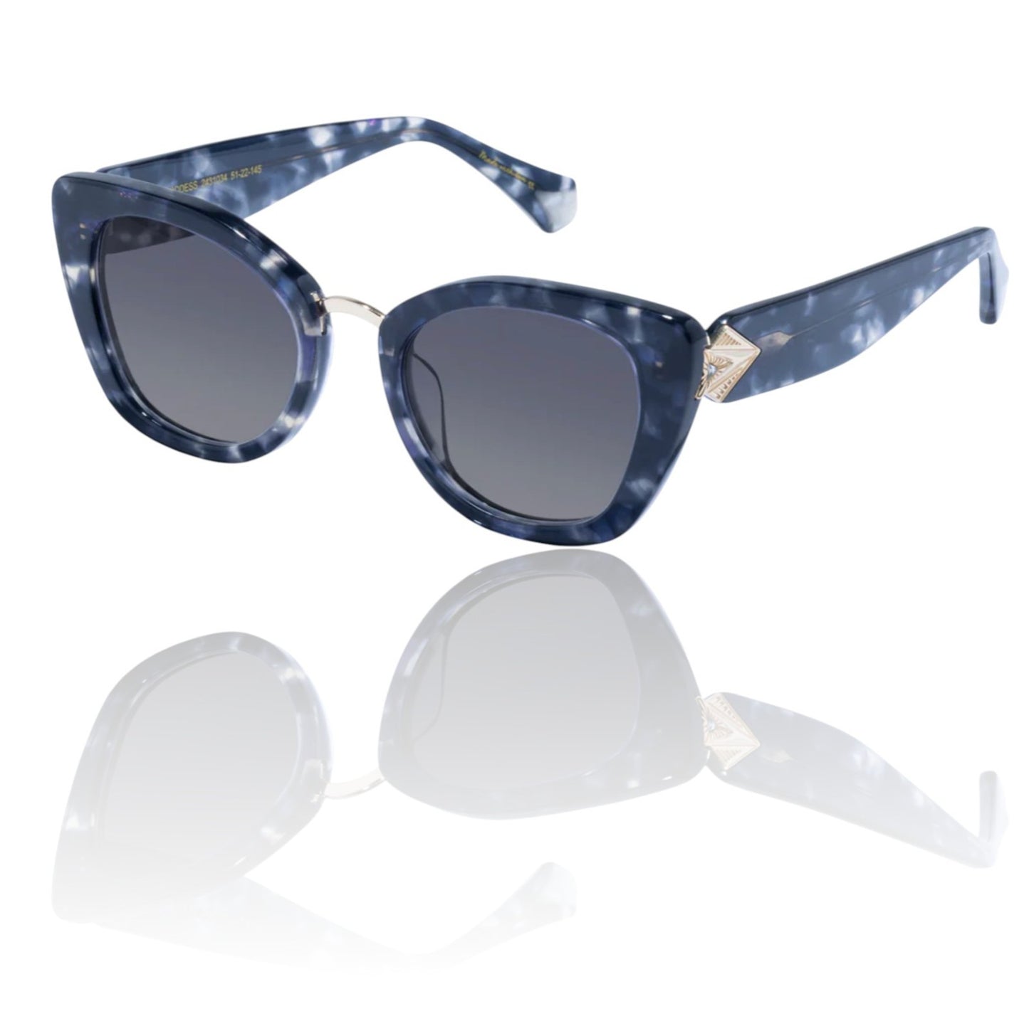 Camilla Nile Goddess Sunglasses | Cat Eye, Navy Tortoise Shell, Acetate/Metal