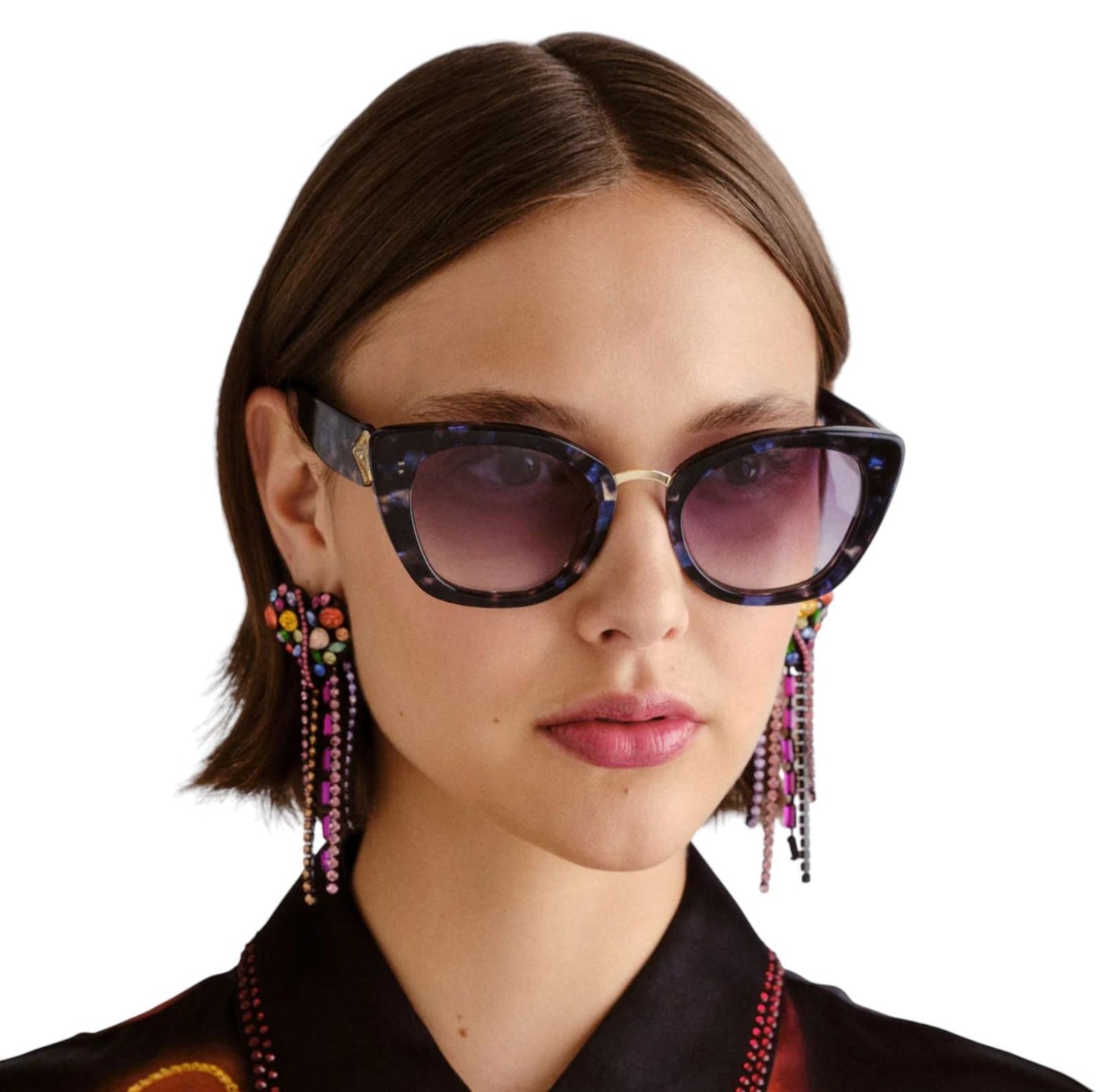 Camilla Nile Goddess Sunglasses | Cat Eye, Navy Tortoise Shell, Acetate/Metal