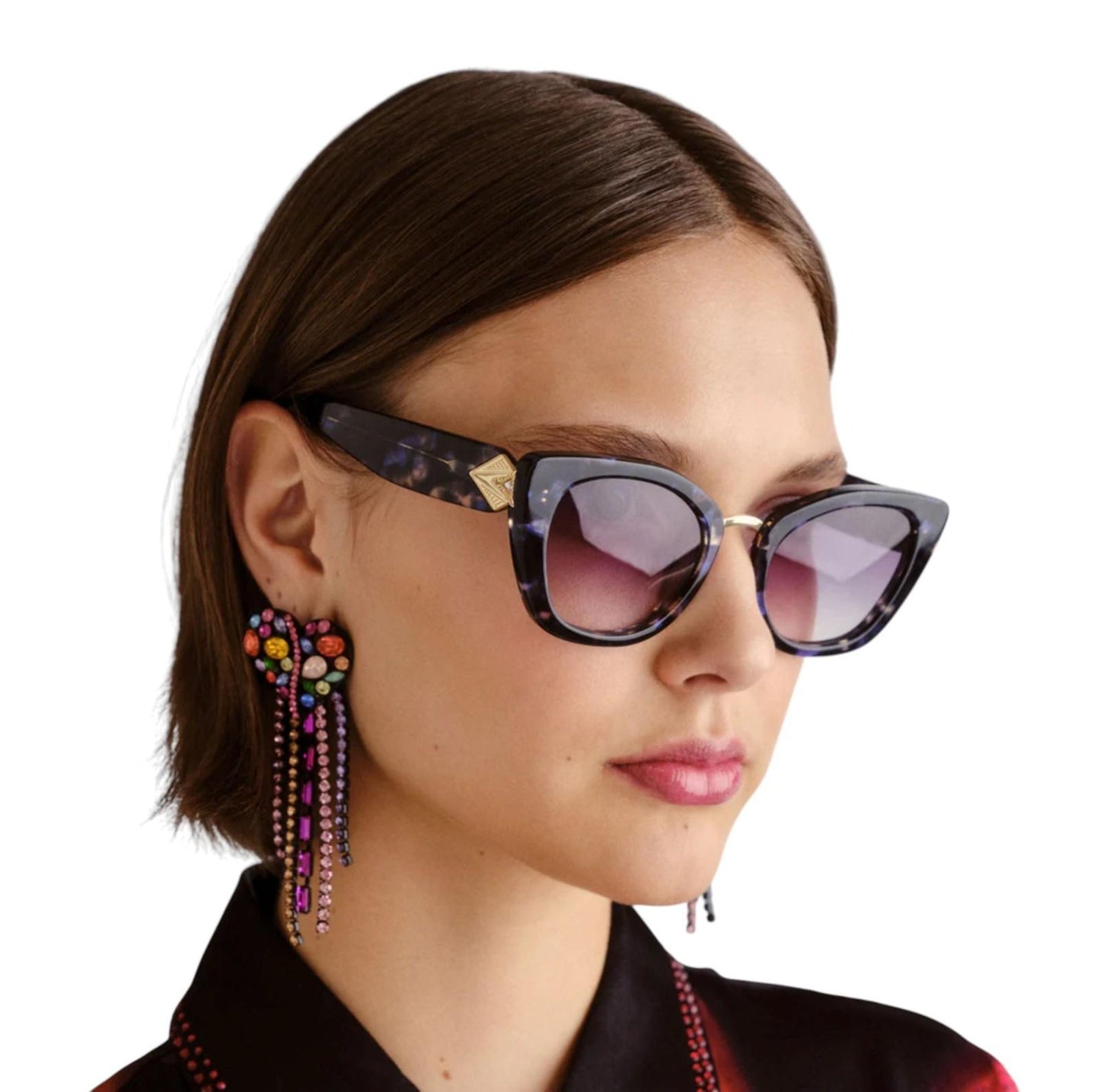 Camilla Nile Goddess Sunglasses | Cat Eye, Navy Tortoise Shell, Acetate/Metal