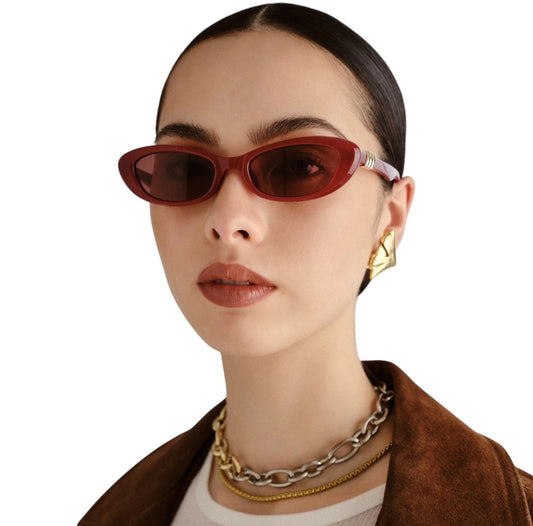 Le Specs Whisperer Sunglasses | Garnet/Red, Cats Eye/Oval, Small, Eco Friendly