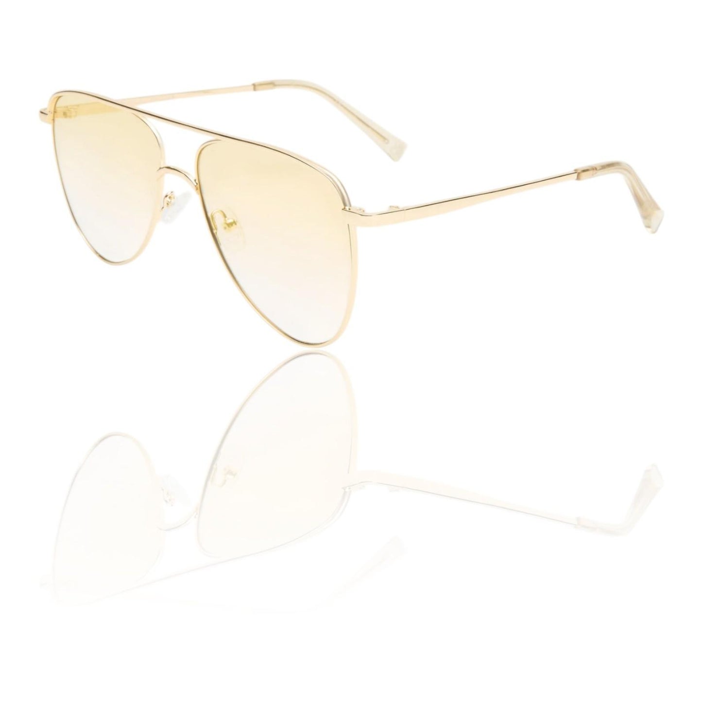 Le Specs The Duke Sunglasses | Gold Aviator Shape, Tan Gradient Lenses, Metal