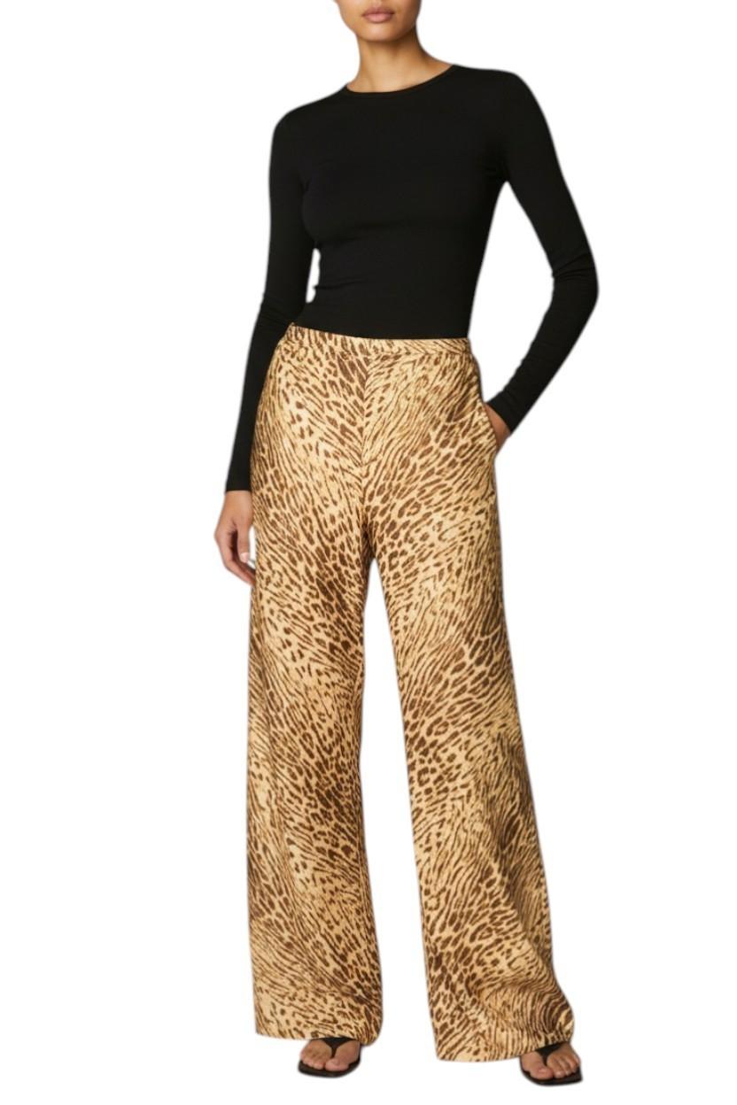 Zimmermann Cascadian Bias Pant | Leopard Print, Elastic Waist, Wide Leg, Linen