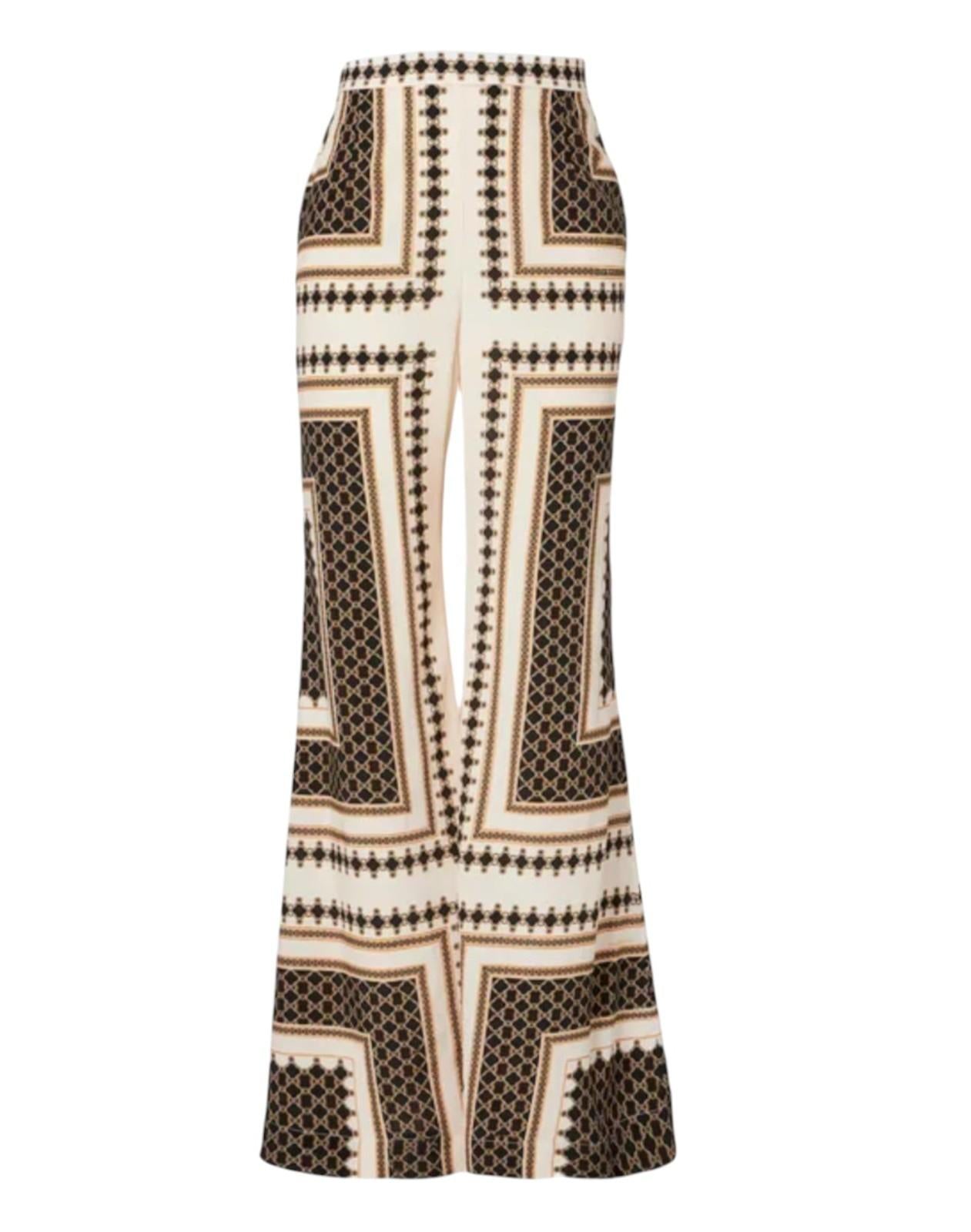 Zimmermann Flare Pant | Black Geometric Print, Silk, High Waisted, Lightweight