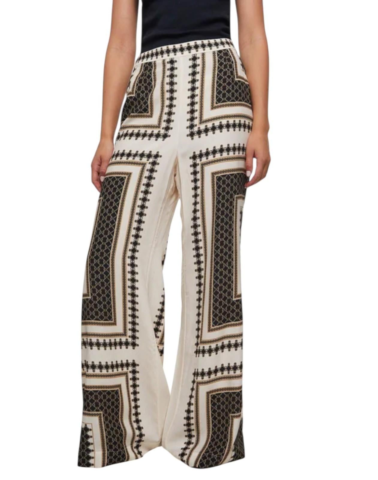 Zimmermann Flare Pant | Black Geometric Print, Silk, High Waisted, Lightweight