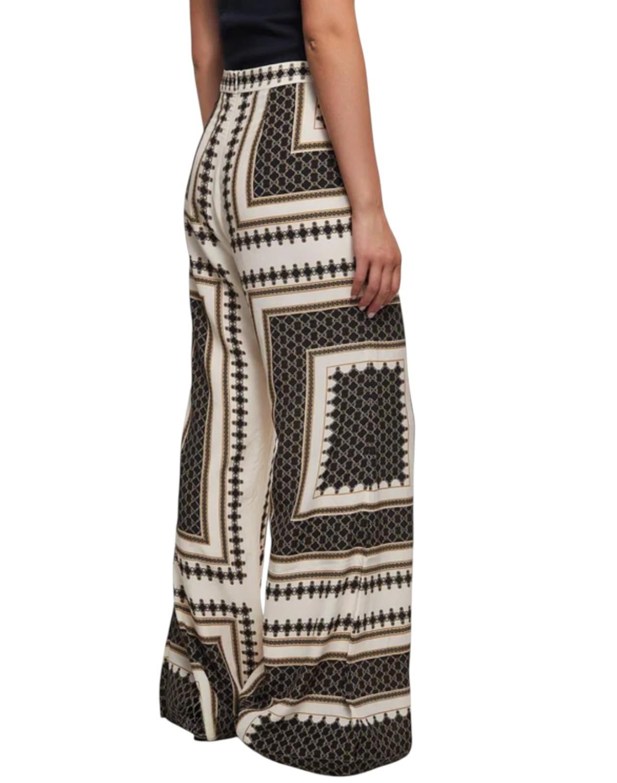 Zimmermann Flare Pant | Black Geometric Print, Silk, High Waisted, Lightweight