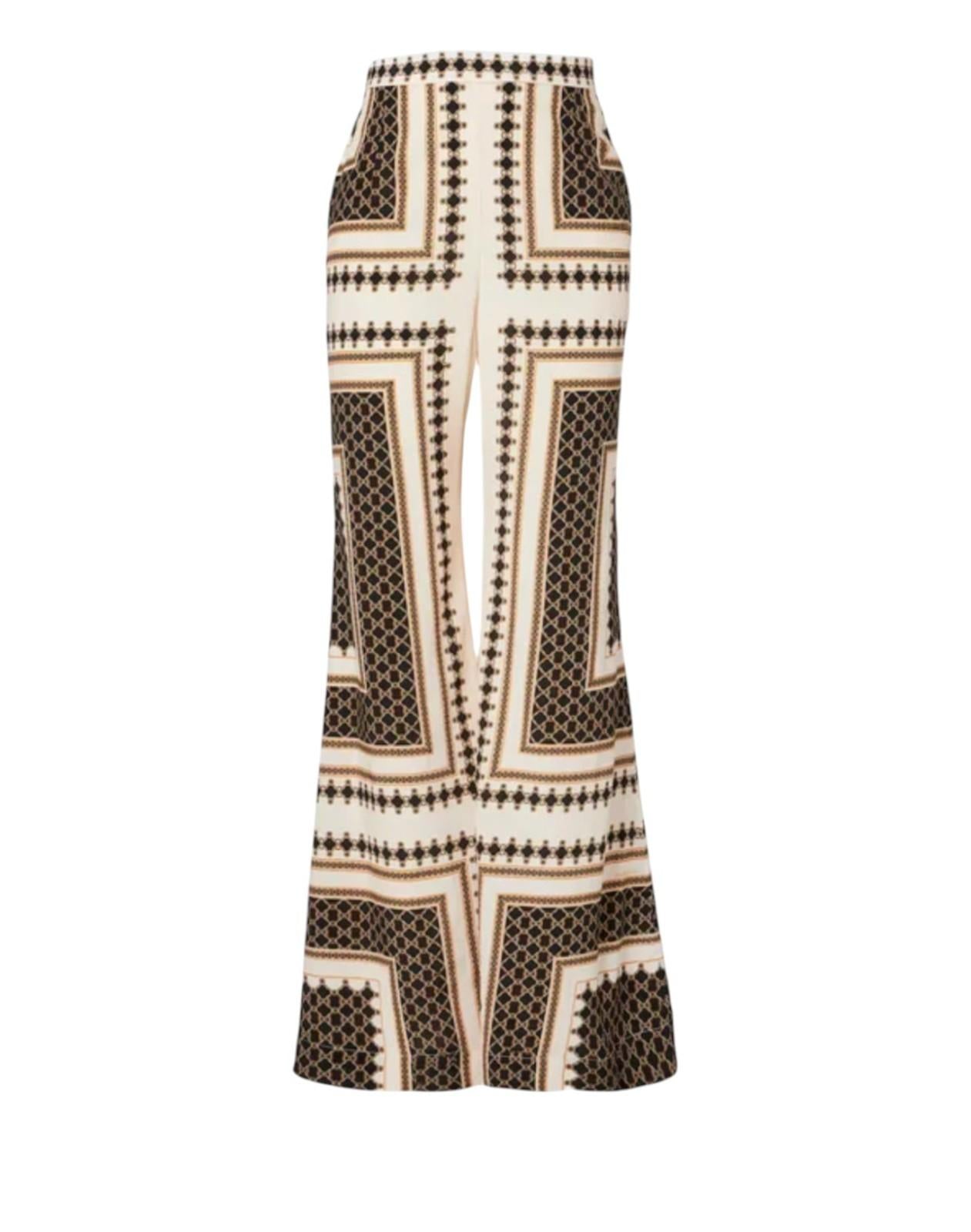 Zimmermann Flare Pant | Black Geometric Print, Silk, High Waisted, Lightweight