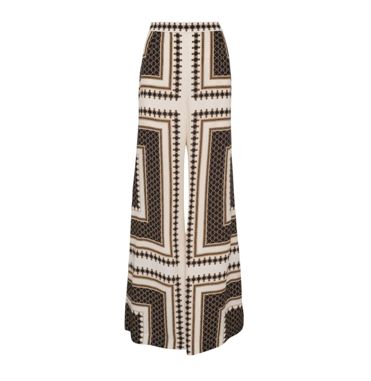 Zimmermann Flare Pant | Black Geometric Print, Silk, High Waisted, Lightweight