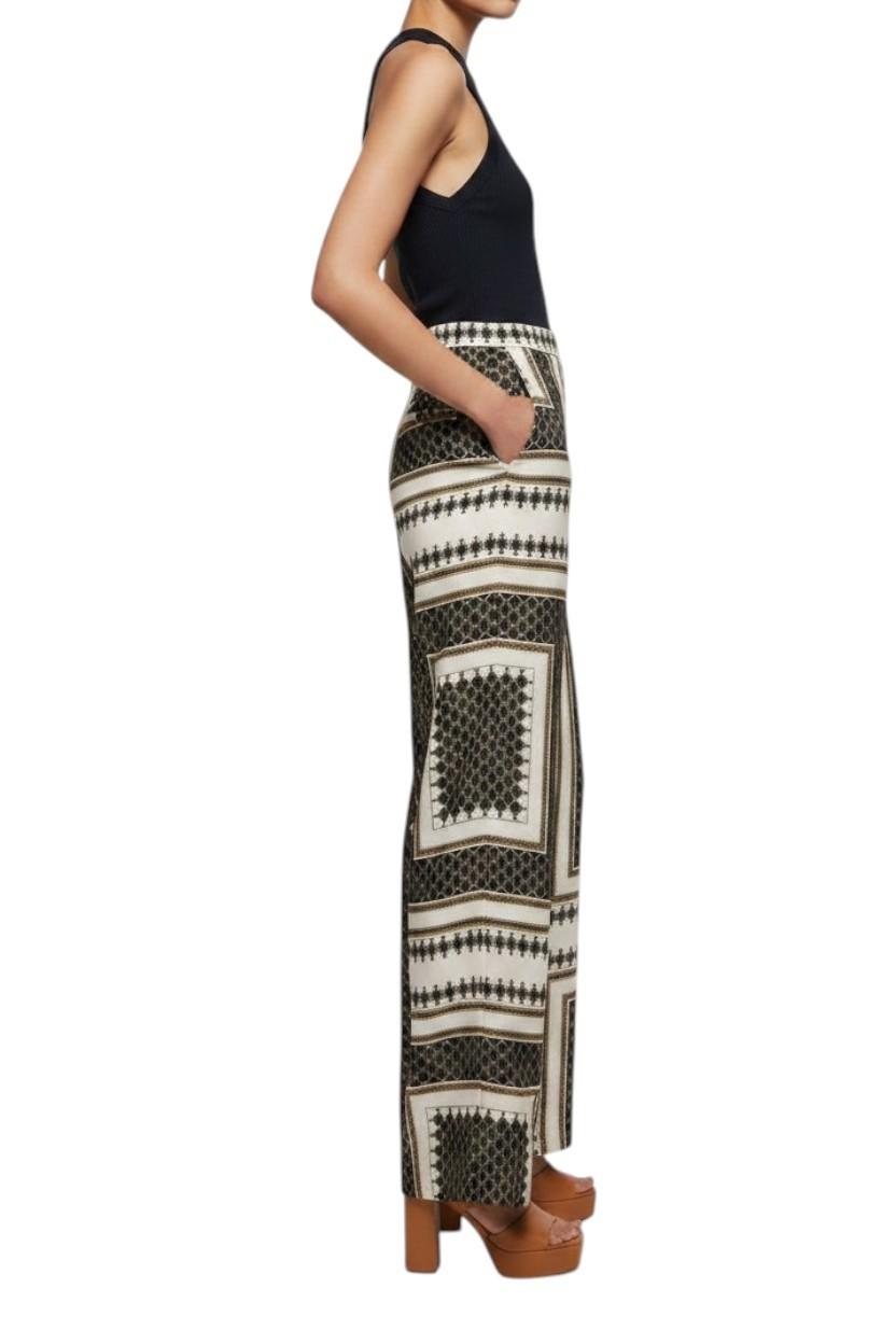 Zimmermann Flare Pant | Black Geometric Print, Silk, High Waisted, Lightweight