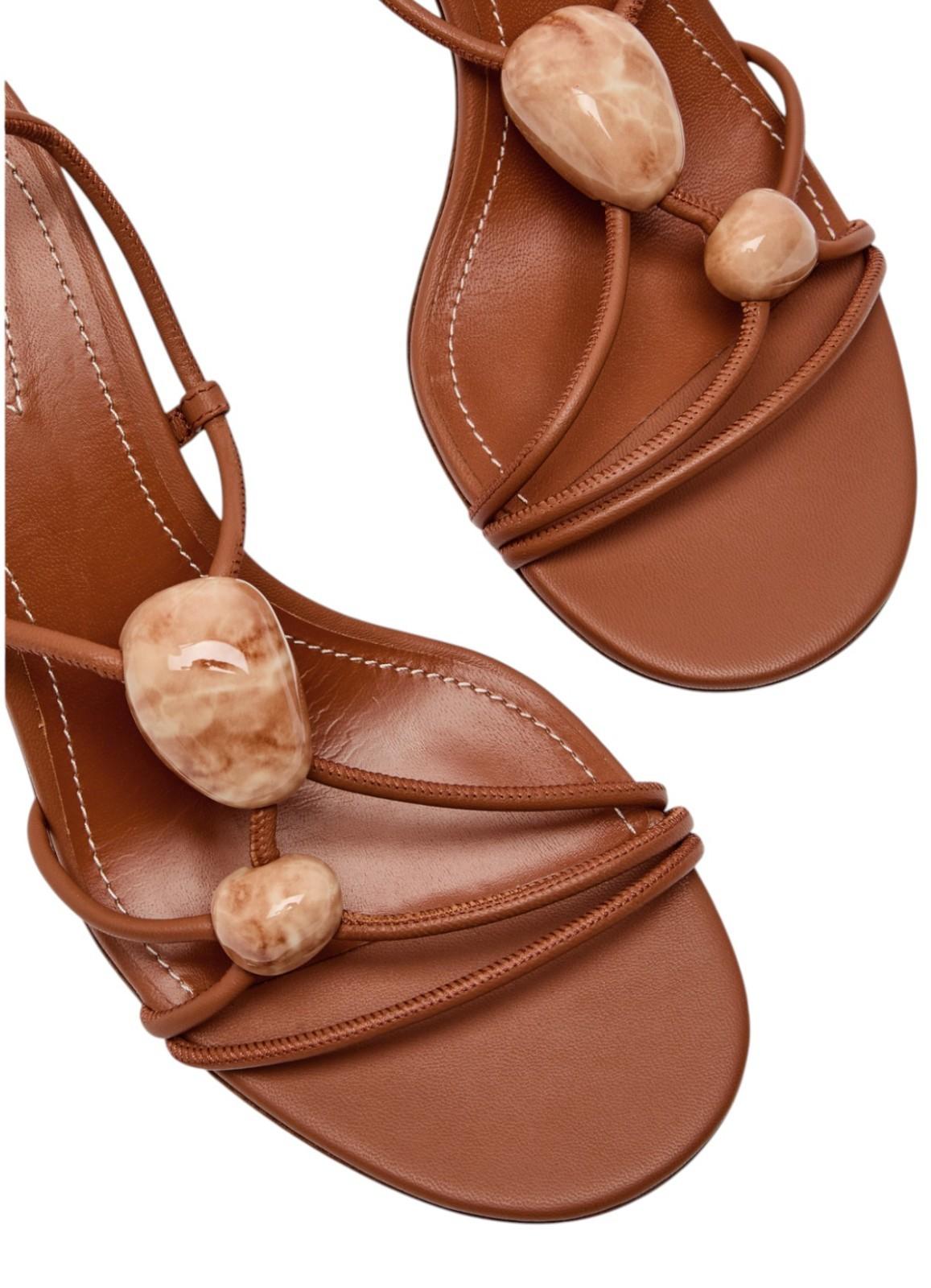 Zimmermann Gleam Sandal 65|Avalon/Tan/Brown, Strappy Tie, Heel, Stiletto, Pebble