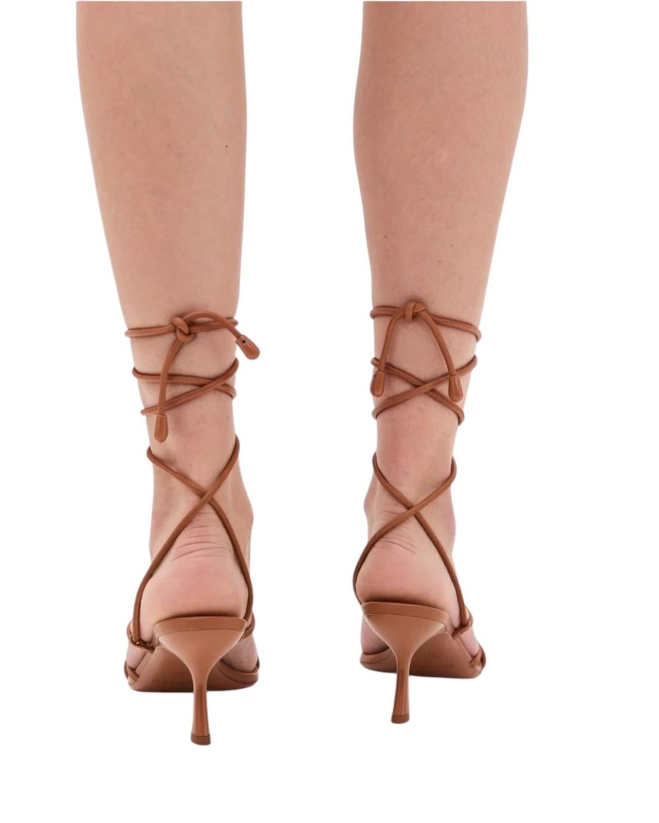 Zimmermann Gleam Sandal 65|Avalon/Tan/Brown, Strappy Tie, Heel, Stiletto, Pebble