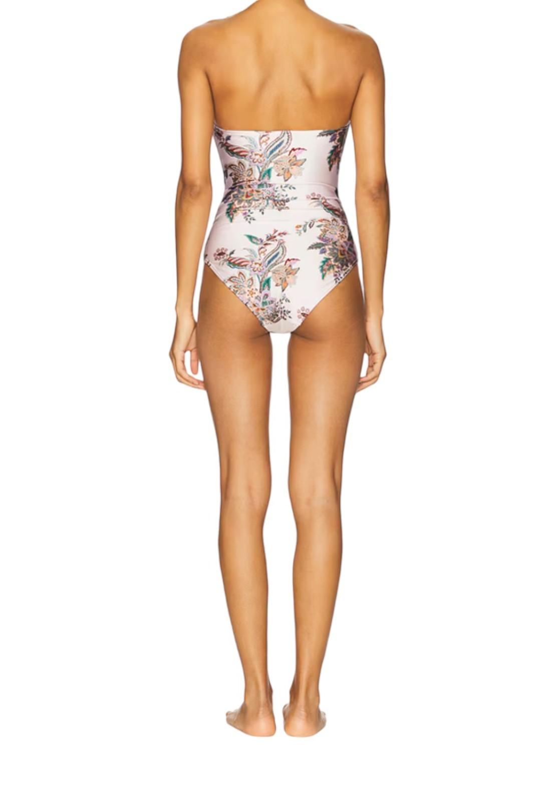 Zimmermann Rhiannon Knot Trim One Piece | White Paisley, Gold, Removable straps