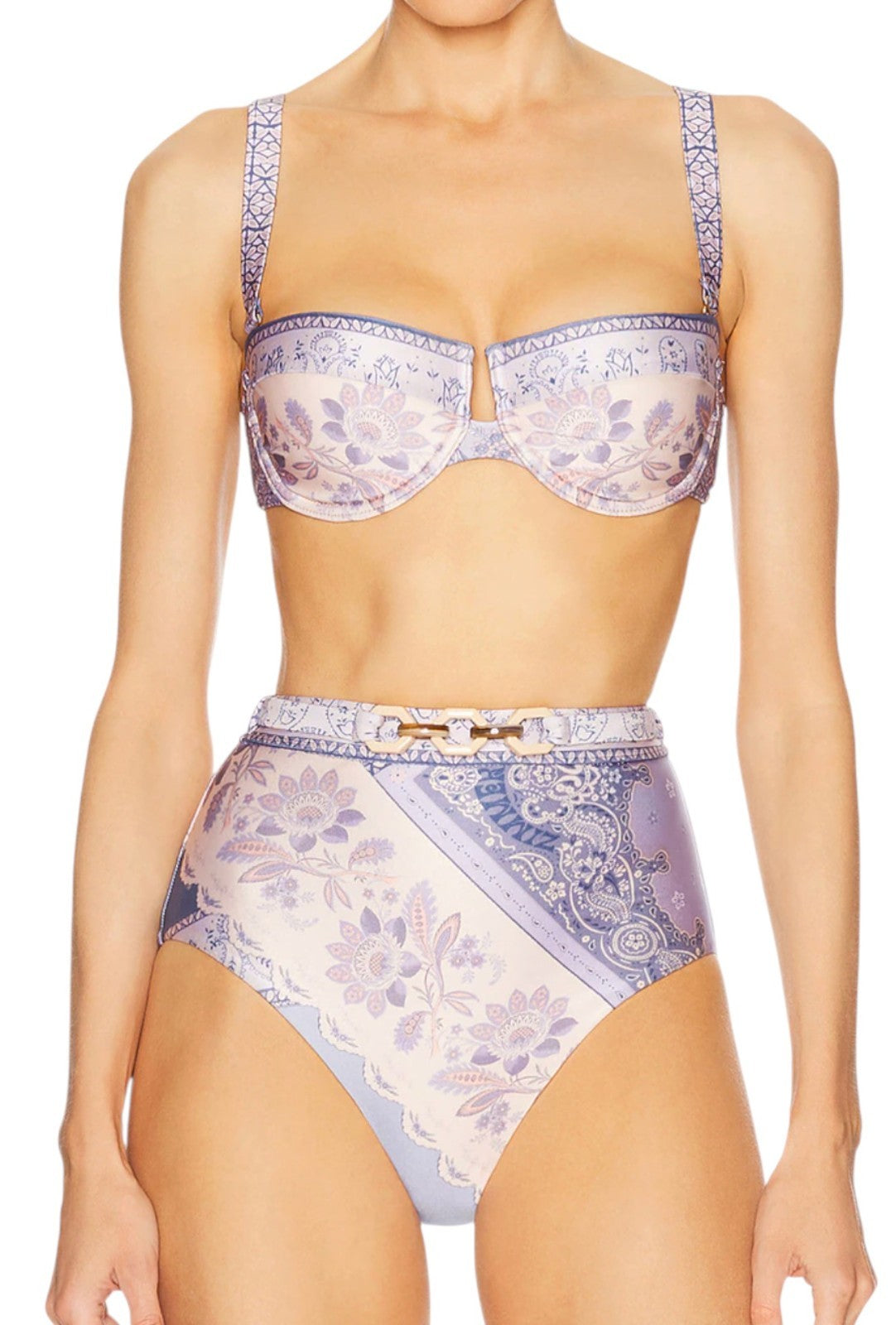 Zimmermann Lucky Balconette Bikini Top/Bra |Blue Bandana, Underwire, Opt. Straps