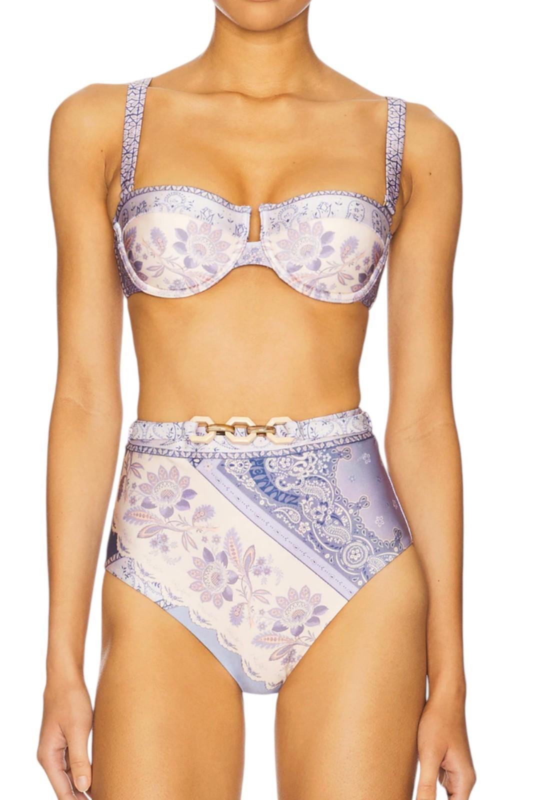 Zimmermann Lucky Balconette Bikini Top/Bra |Blue Bandana, Underwire, Opt. Straps
