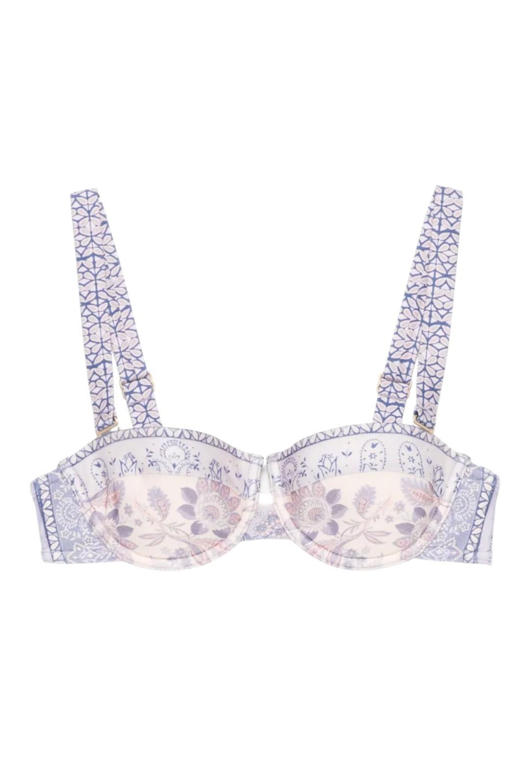 Zimmermann Lucky Balconette Bikini Top/Bra |Blue Bandana, Underwire, Opt. Straps