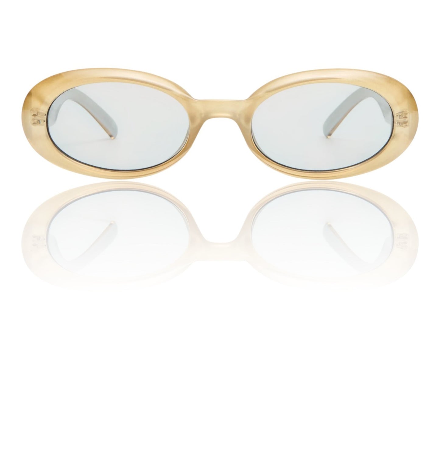 Le Specs Work It Sunglasses | Small Oval, Champagne Pearl, Grey Lenses, Acetate