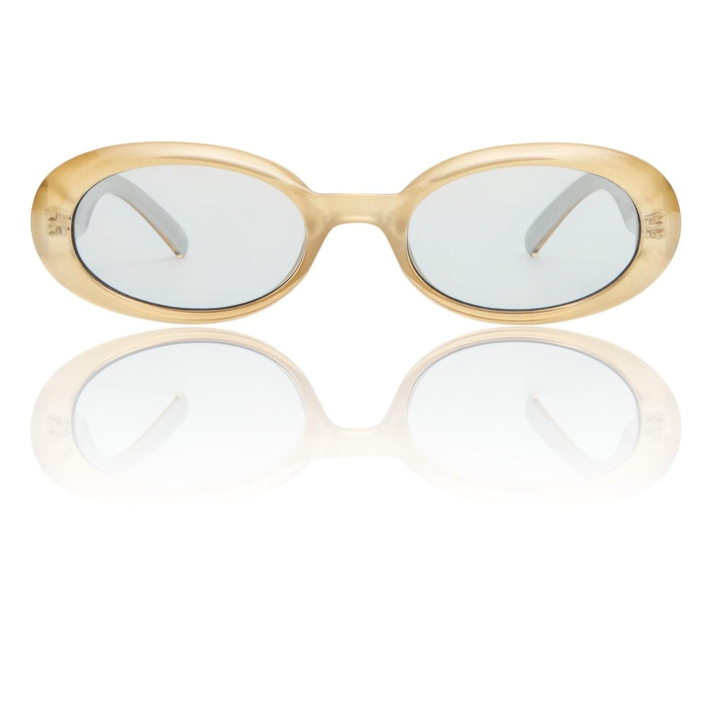 Le Specs Work It Sunglasses | Small Oval, Champagne Pearl, Grey Lenses, Acetate