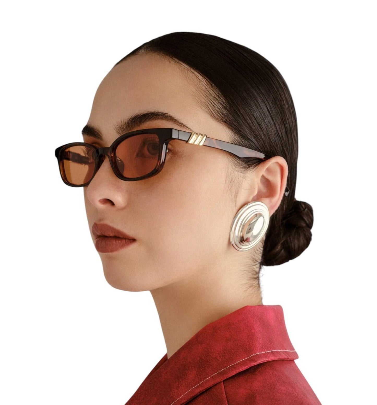 Le Specs Confidential Sunglasses | Dark Tortoise Shell, Small, D-Frame, Tan Lens
