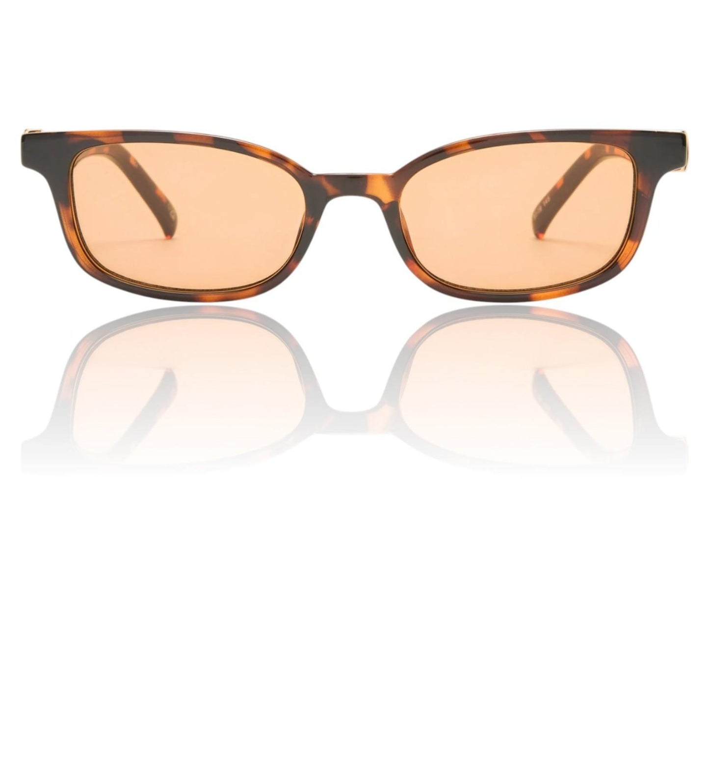 Le Specs Confidential Sunglasses | Dark Tortoise Shell, Small, D-Frame, Tan Lens