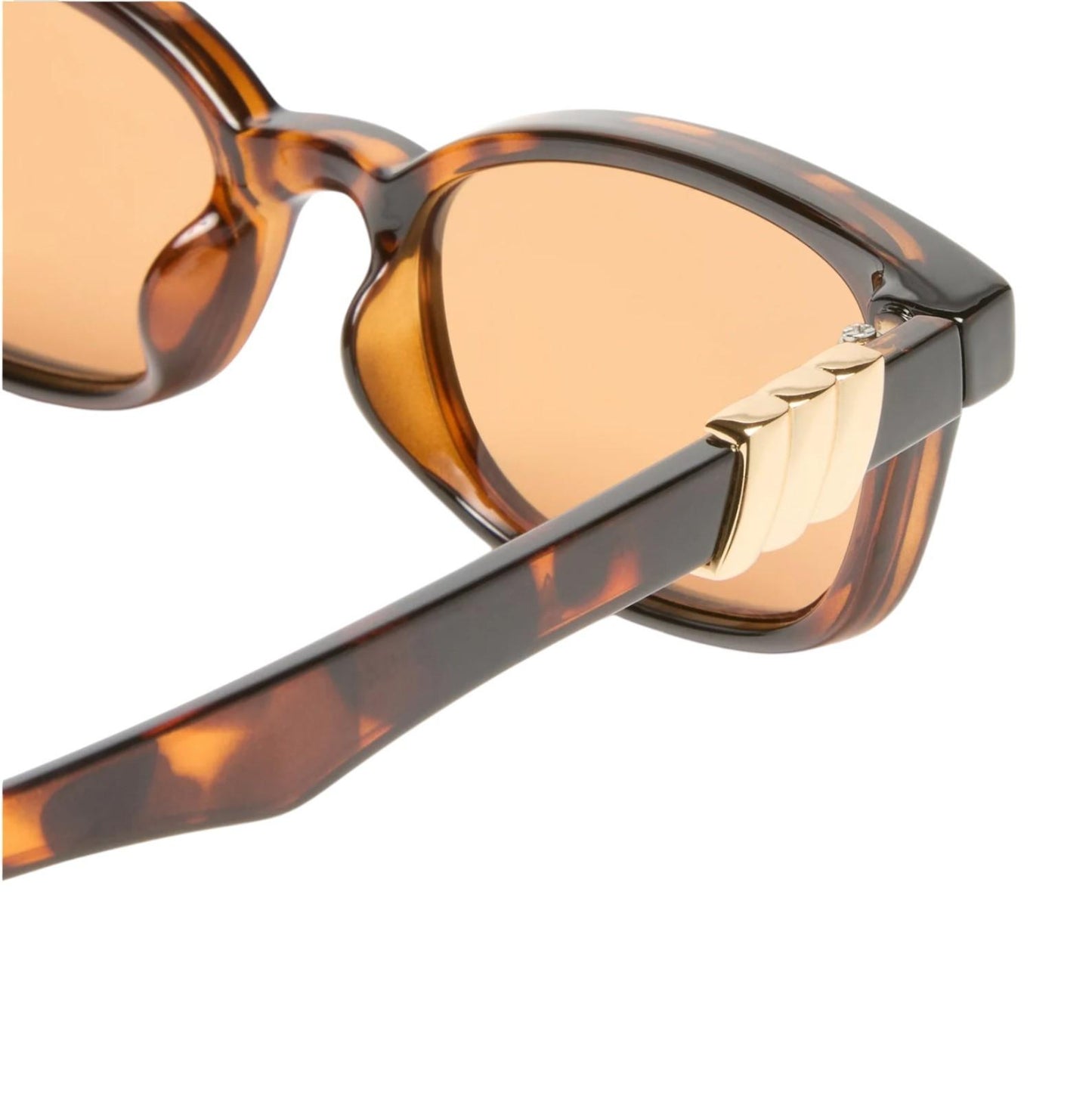 Le Specs Confidential Sunglasses | Dark Tortoise Shell, Small, D-Frame, Tan Lens