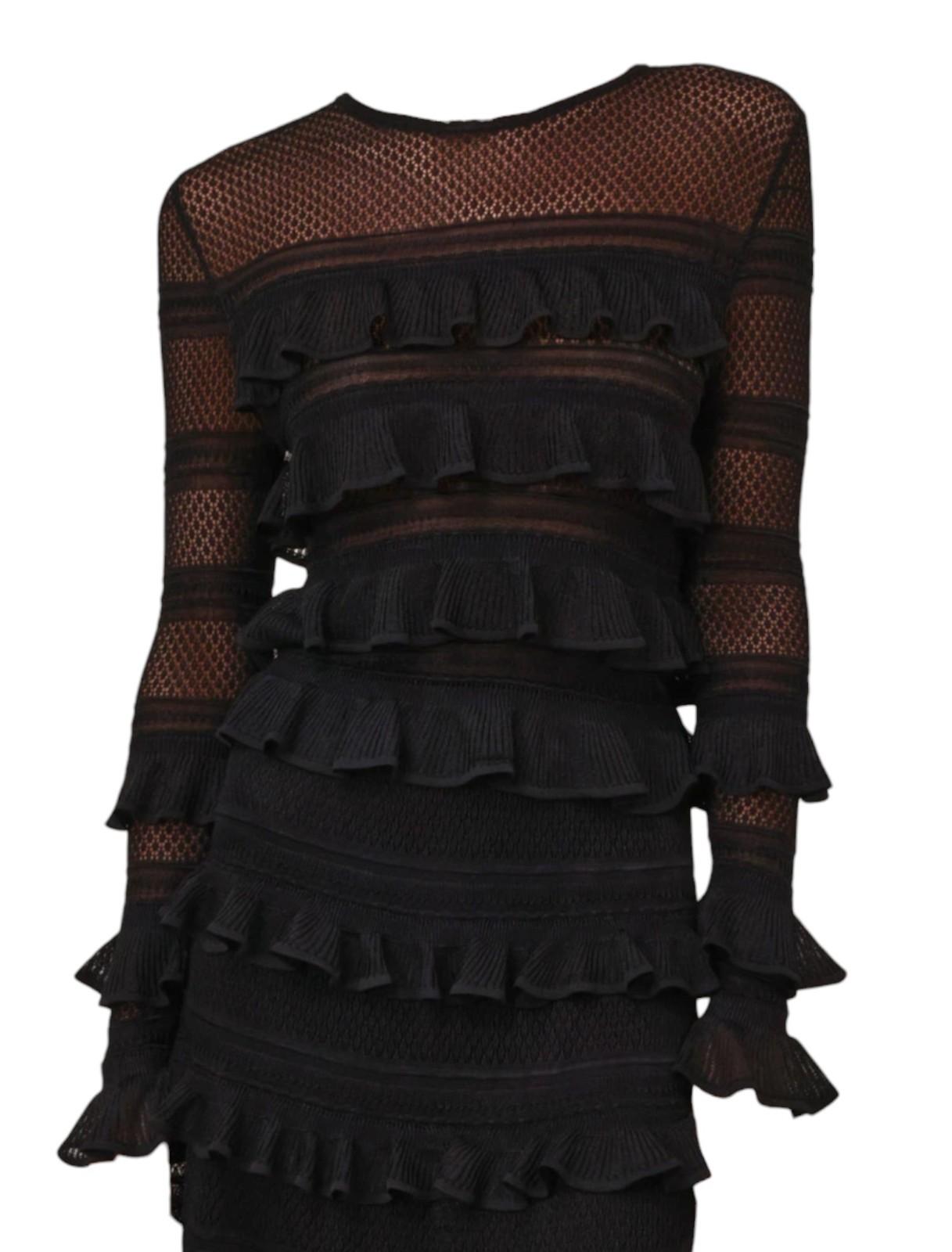 Zimmermann Illustration Frilled Top | Black, Beige, Long Sleeves, Sheer, Ruffles