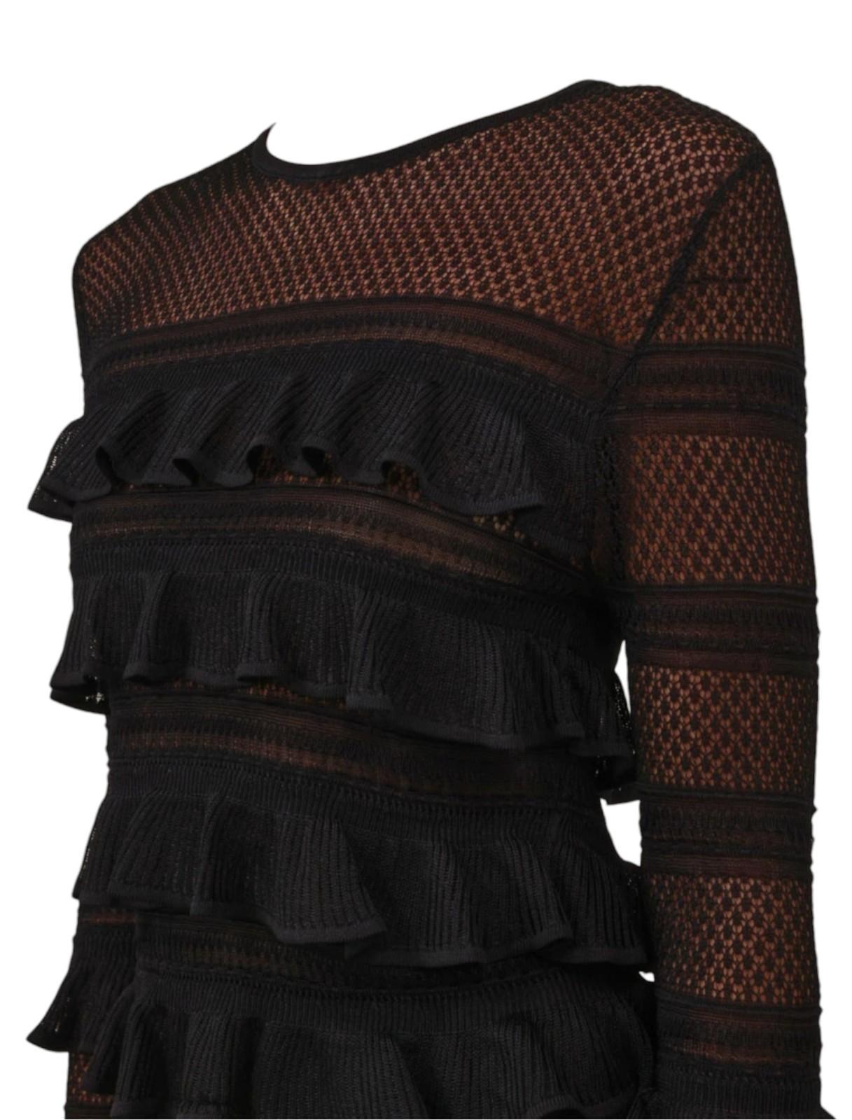 Zimmermann Illustration Frilled Top | Black, Beige, Long Sleeves, Sheer, Ruffles