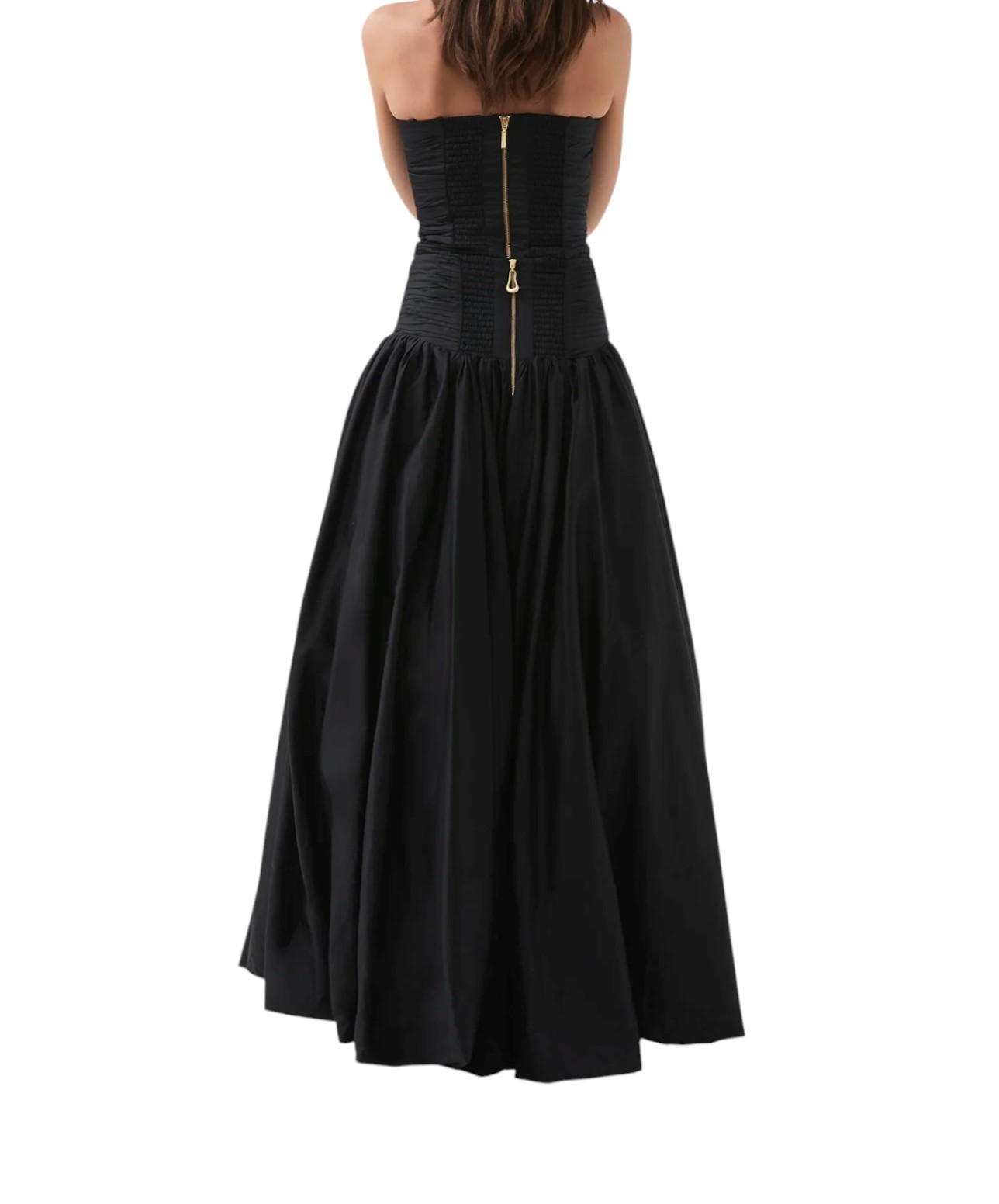 Aje Violette Bubble Hem Maxi Skirt | Black, Ruched Waist, Front Slit, Asymmetric