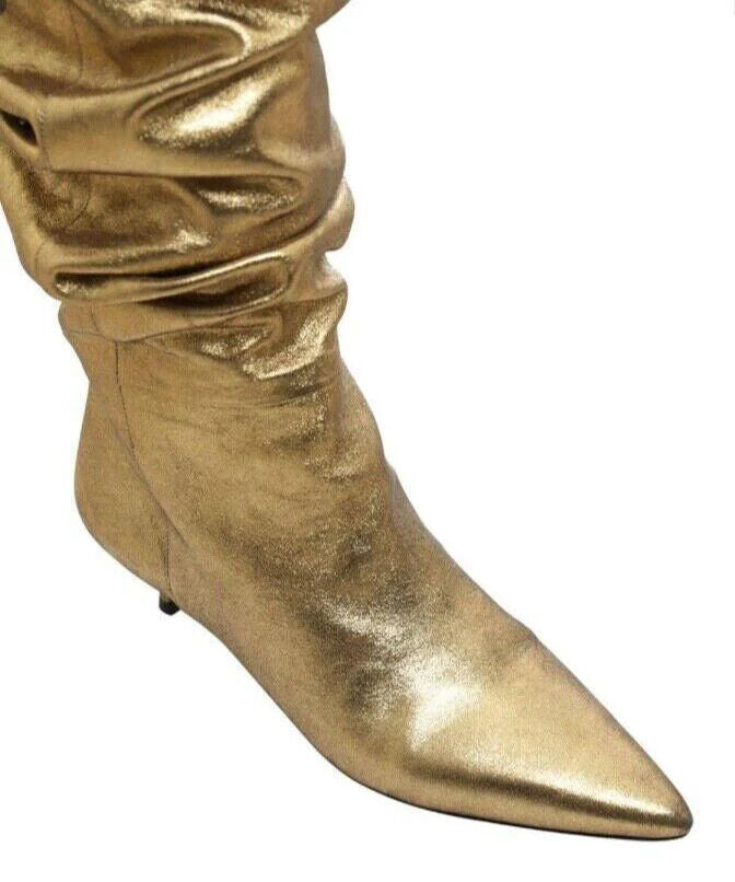 Zimmermann Metallic Kitten Heel Bootie | Gold, Shuffle Boot, Leather, Made Italy