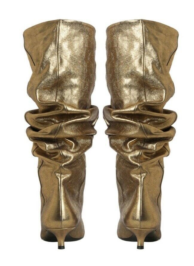 Zimmermann Metallic Kitten Heel Bootie | Gold, Shuffle Boot, Leather, Made Italy