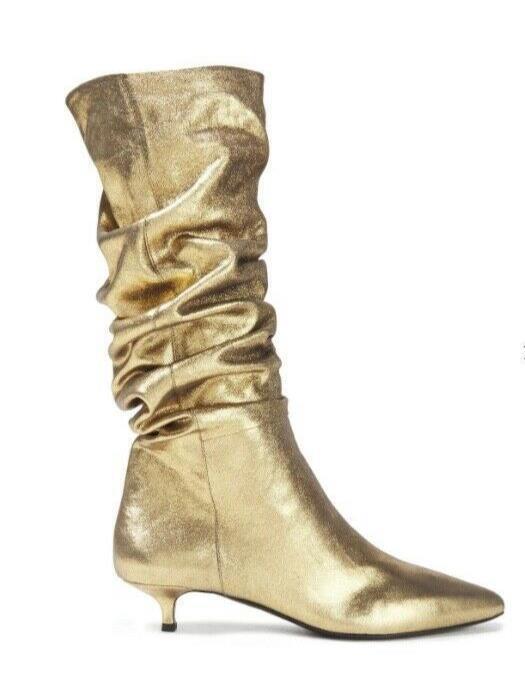 Zimmermann Metallic Kitten Heel Bootie | Gold, Shuffle Boot, Leather, Made Italy