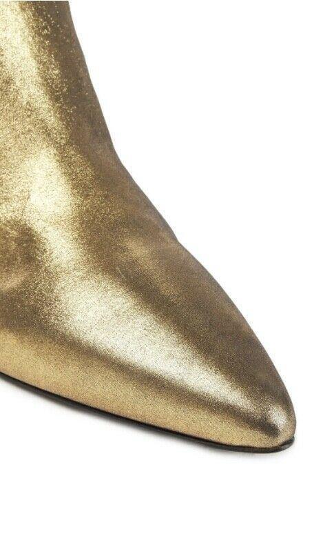 Zimmermann Metallic Kitten Heel Bootie | Gold, Shuffle Boot, Leather, Made Italy