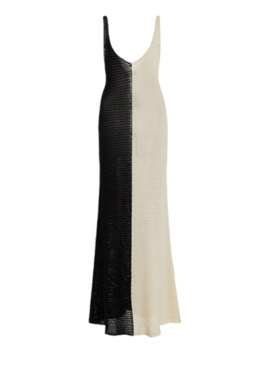 Zimmermann Clover Crochet Midi Dress | VNeck, Black/White, Knitted, Colour Block