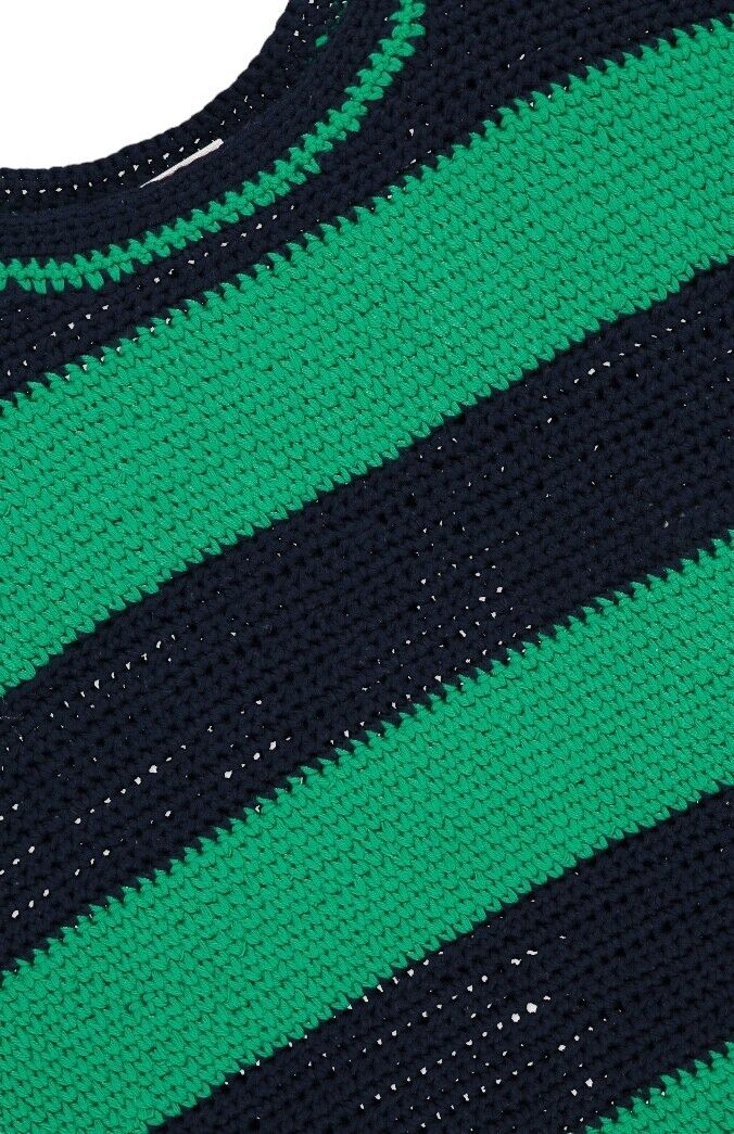 Zimmermann Tiggy Scoop Neck Midi Dress | Navy/Green, Stripe, Knitted/Crochet