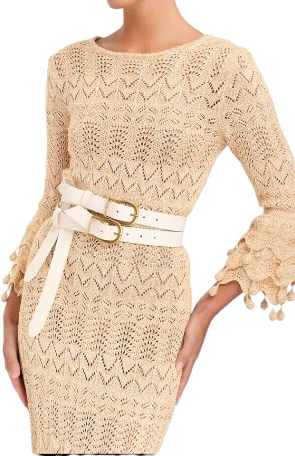 Zimmermann Double Buckle Waist Belt | Cream/Off-White, Gold hardware, Leather