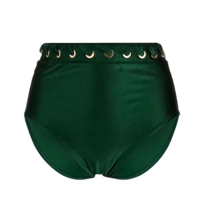 Zimmermann Devi Eyelet High Waist Pants | Bikini Bottoms, Emerald Green/Gold