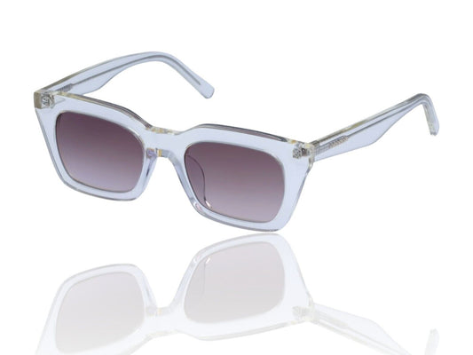 Oroton Astrid Sunglasses | Sand, Square, Clear Acetate, Grey Lenses, Hand Made