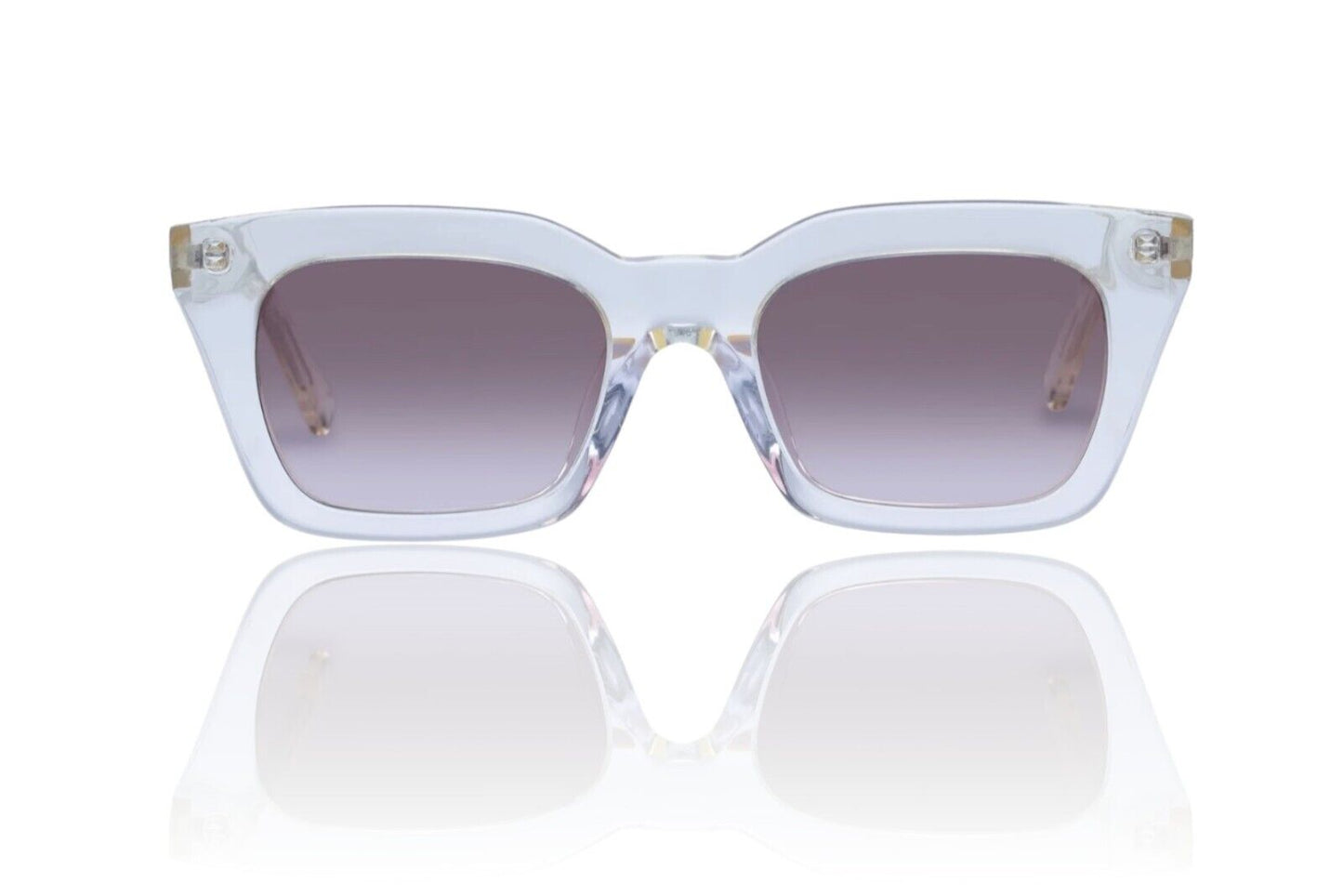 Oroton Astrid Sunglasses | Sand, Square, Clear Acetate, Grey Lenses, Hand Made