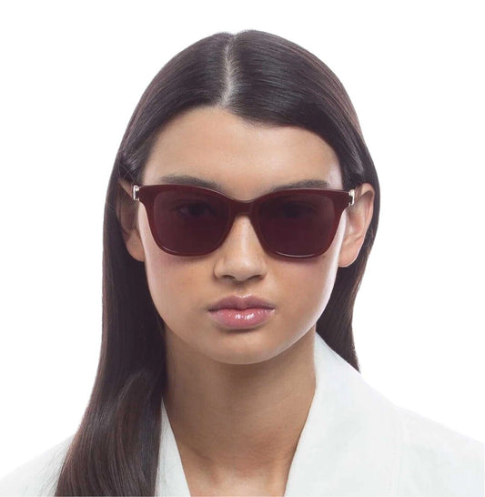 Oroton Darcy Sunglasses | Amber/Burgundy/Gold, Acetate/Metal, Cat Eye, Hand Made