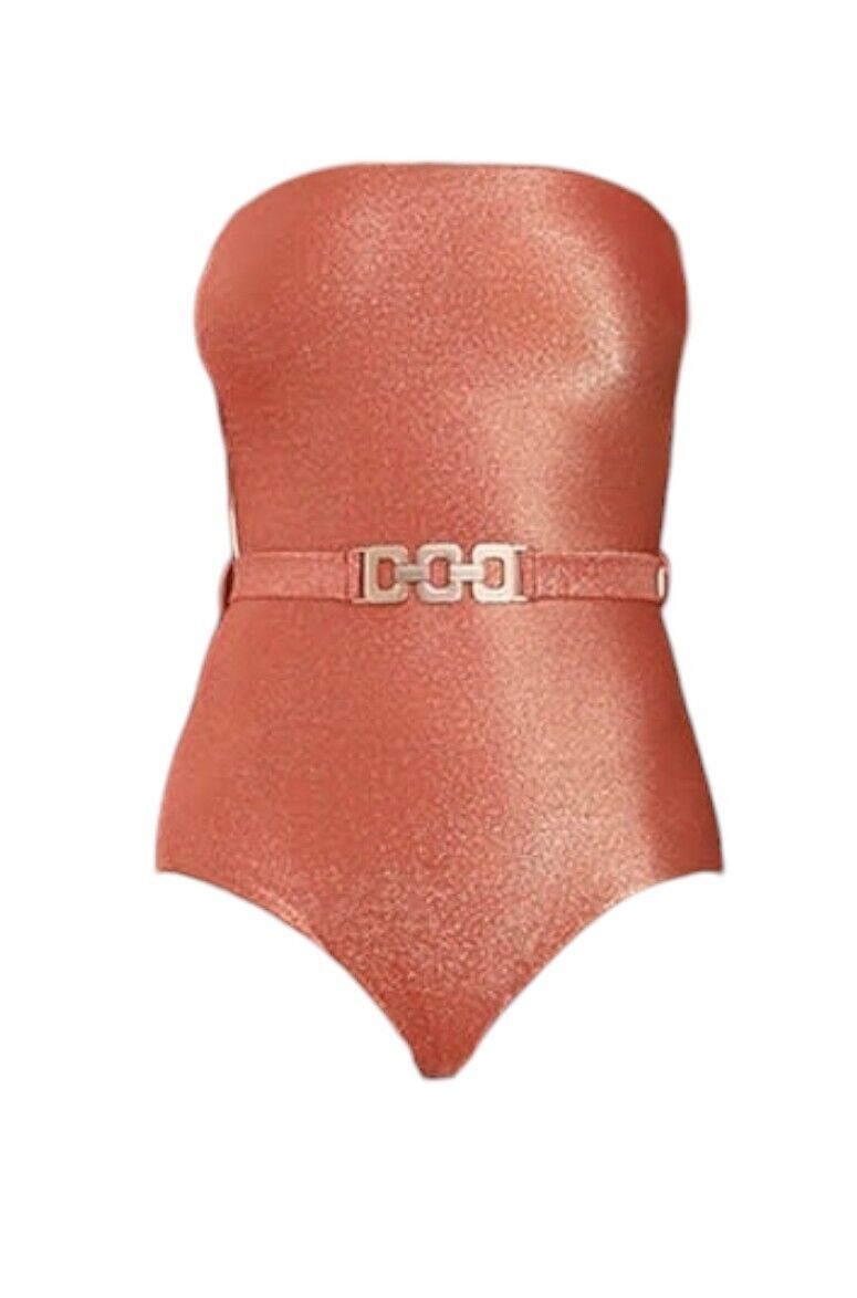 Zimmermann Devi Lurex Chain Link One PIece |Coral, Removable belt, Full Coverage