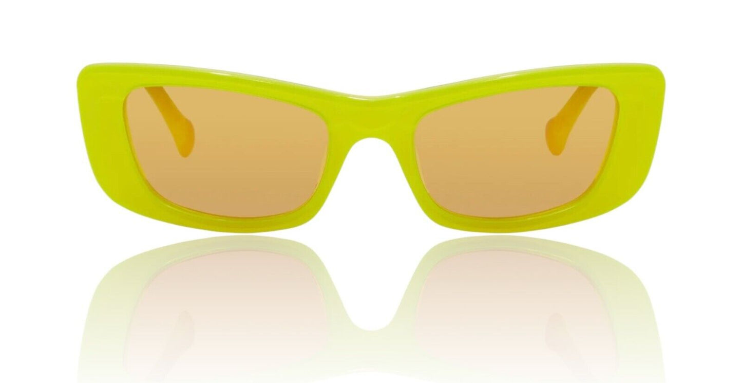 Camilla Ciao Ciao Sunglasses | Neon Yellow Acetate/Gold Jag, Rectangle, Mirrored