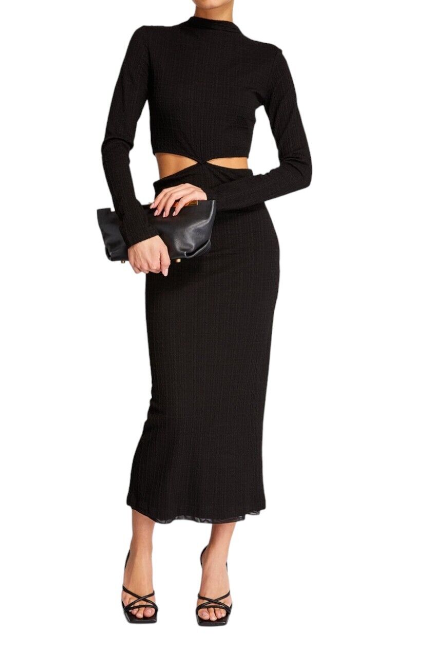 CAMILLA & MARC Nemesia Dress | Black, Side Cut Outs, Long Sleeve, Maxi/Midi, LBD